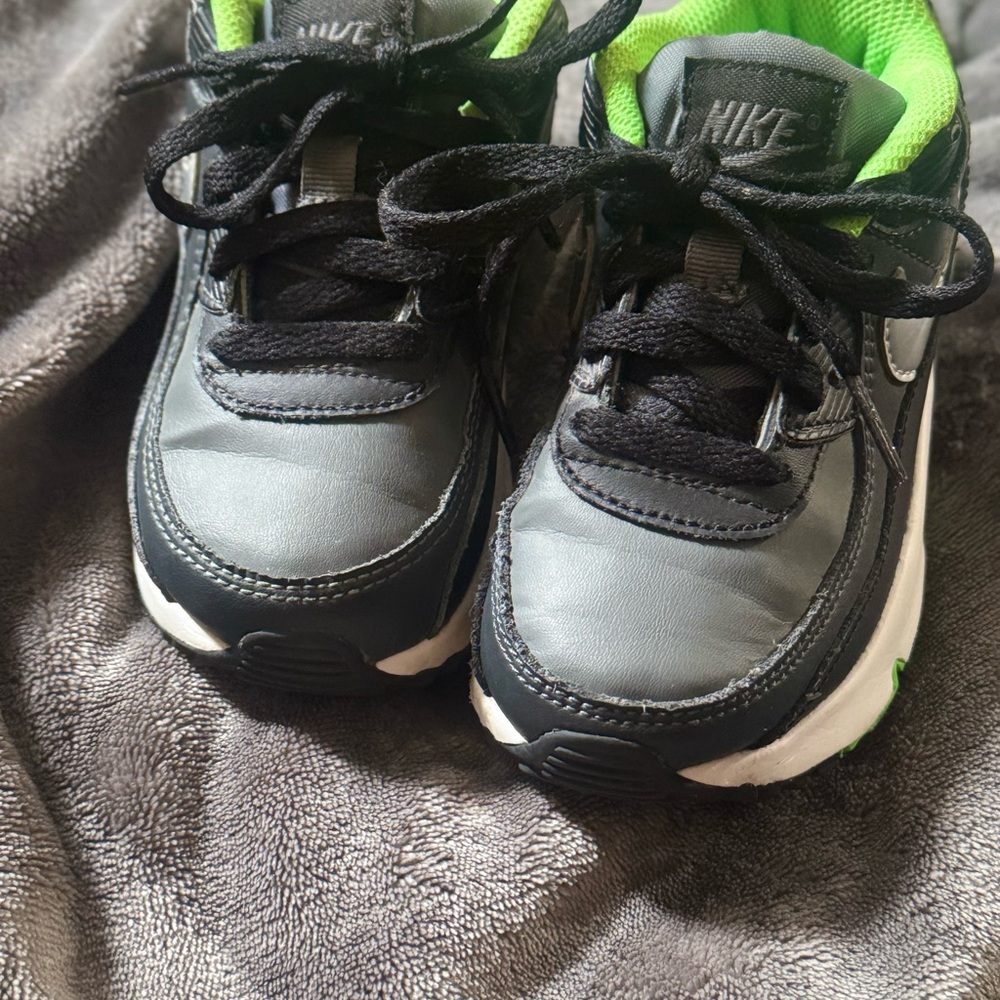 Nike Air Max Kids Gray and Neon Green Sneakers